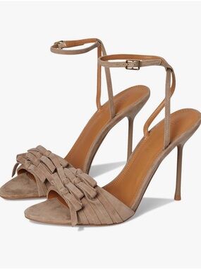 Steve Madden Taupe Suede Ankle-Strap Stiletto Heel